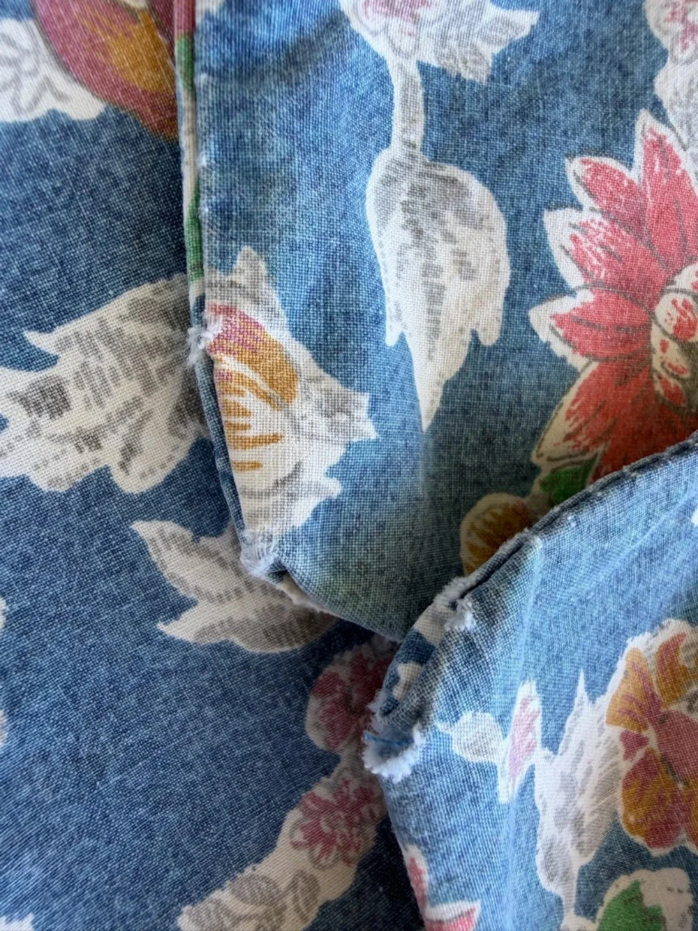 VTG Ralph Lauren Jardin Blue Standard Pillowcase Set Blue Floral Fruit 80s FLAWS